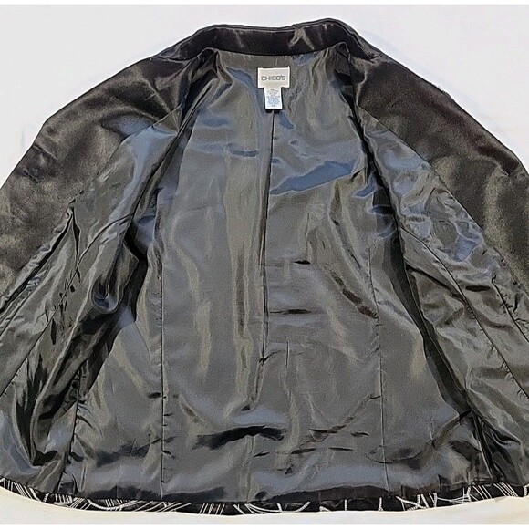 Chico's Silk Blend Jacket Pink Floral Embroidered Cropped Chico’s Size 1 US Med - Picture 8 of 14